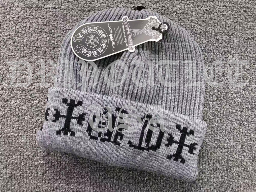 Chrome Hearts "CH" Logo Beanie Cap - Pink / White / Tan / Black / Gray