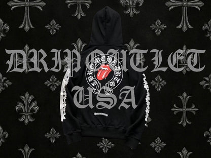 Chrome hearts x Rolling Stones red tongue zip up hoodie