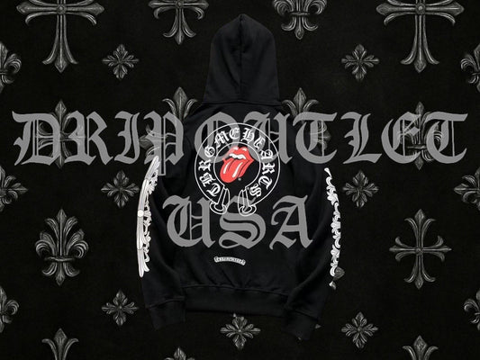 Chrome hearts x Rolling Stones red tongue zip up hoodie