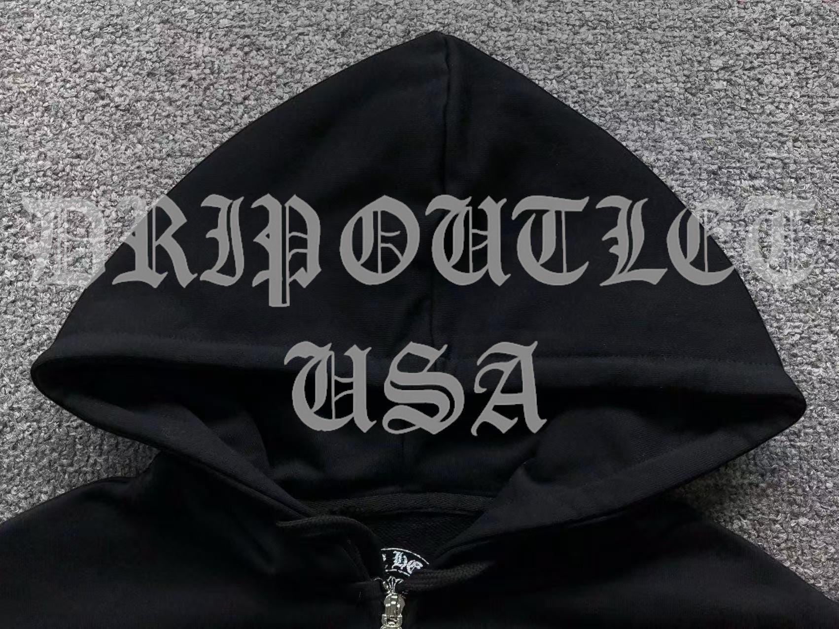 Chrome hearts x Rolling Stones red tongue zip up hoodie