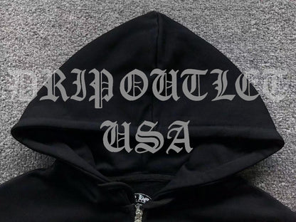 Chrome hearts x Rolling Stones red tongue zip up hoodie