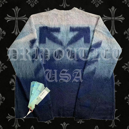 Off-White Diag Brushed Knit Crewneck 'Blue/Blue'