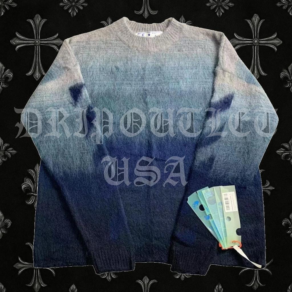 Off-White Diag Brushed Knit Crewneck 'Blue/Blue'