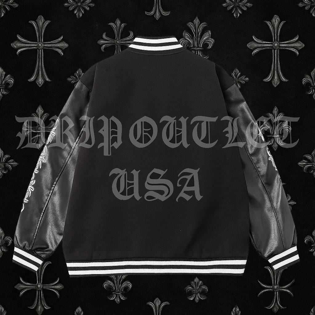 Chrome Hearts Leather Varsity Jacket