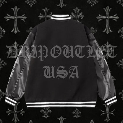 Chrome Hearts Leather Varsity Jacket