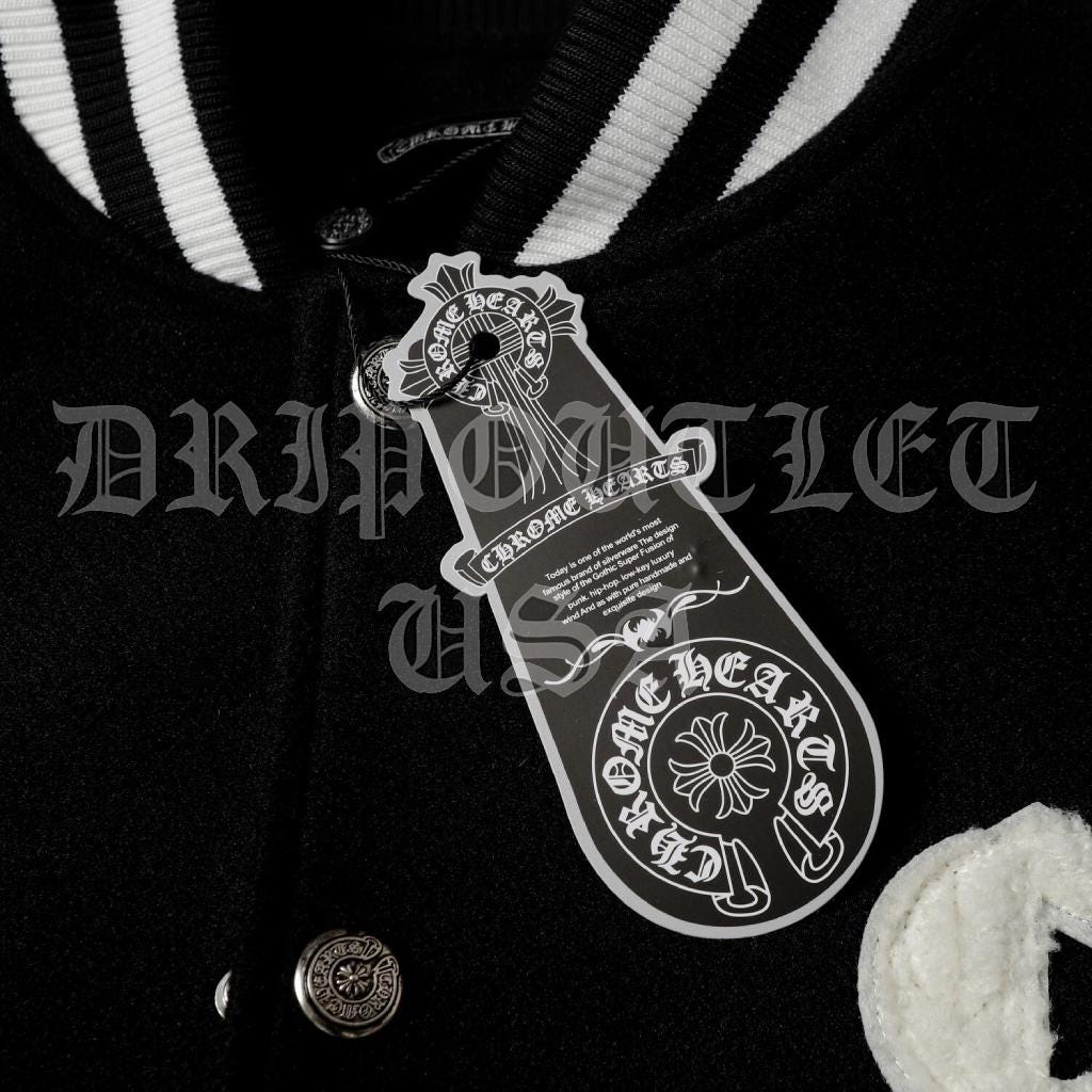 Chrome Hearts Leather Varsity Jacket