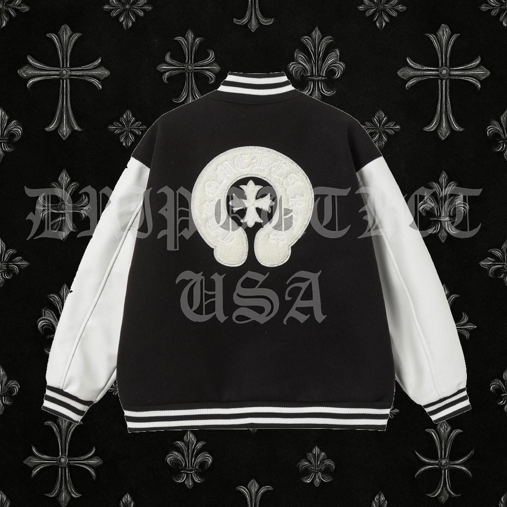 Chrome Hearts Leather Varsity Jacket