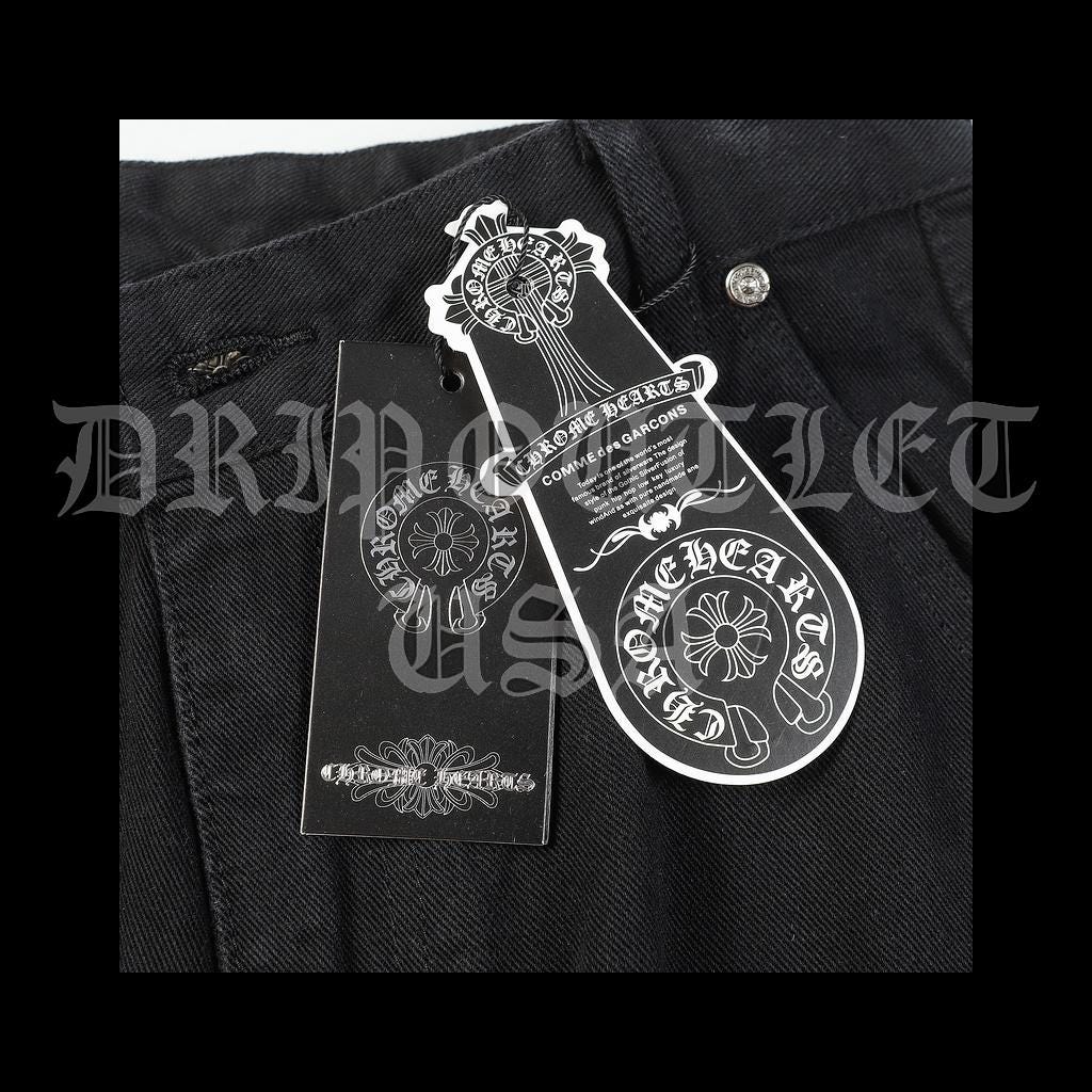 Chrome Hearts Denim Leather Cross Jeans