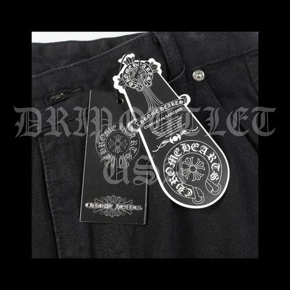 Chrome Hearts Denim Leather Cross Jeans