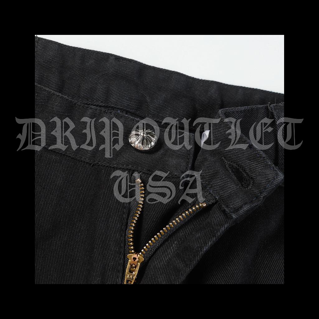 Chrome Hearts Denim Leather Cross Jeans