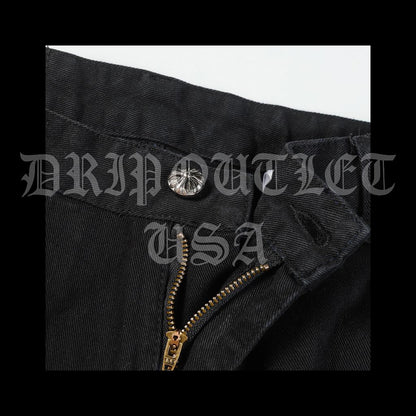 Chrome Hearts Denim Leather Cross Jeans