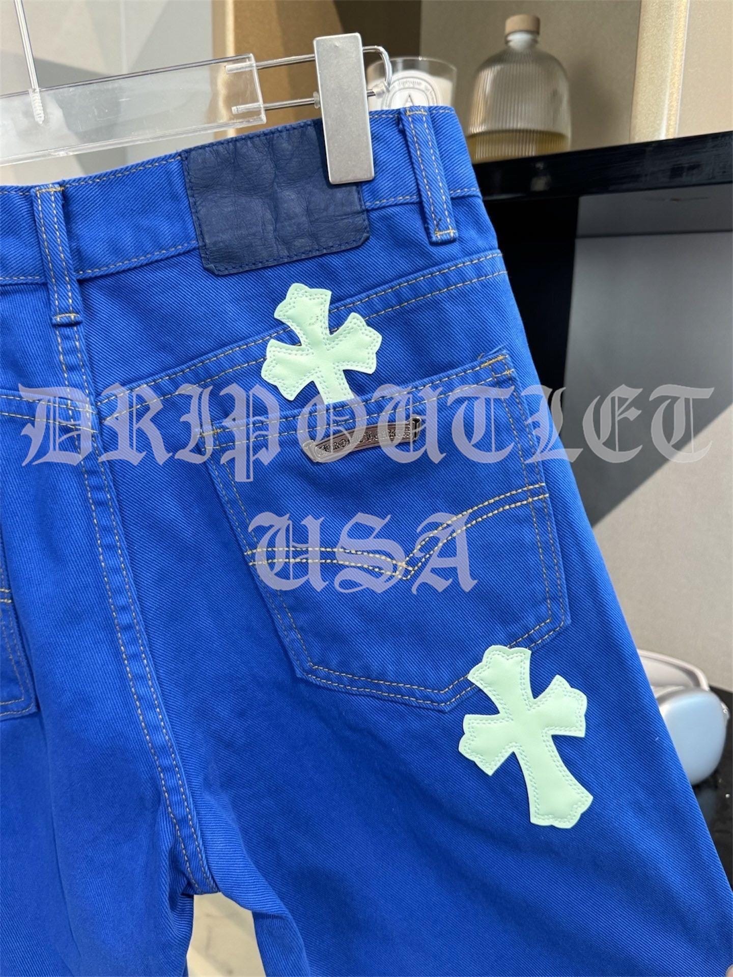 Chrome Hearts 'Blue/Teal' Cross Jeans