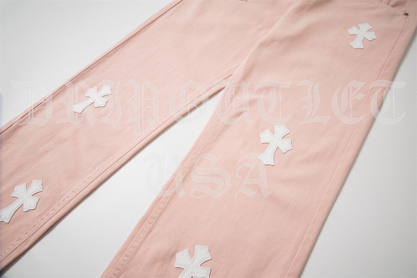 Chrome Hearts 'Pink/White' Cross Jeans
