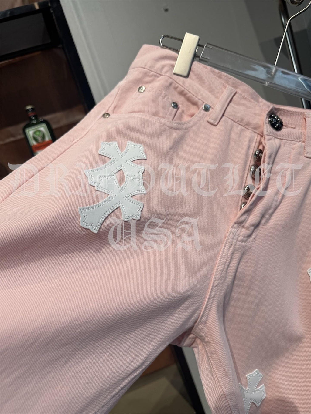 Chrome Hearts 'Pink/White' Cross Jeans