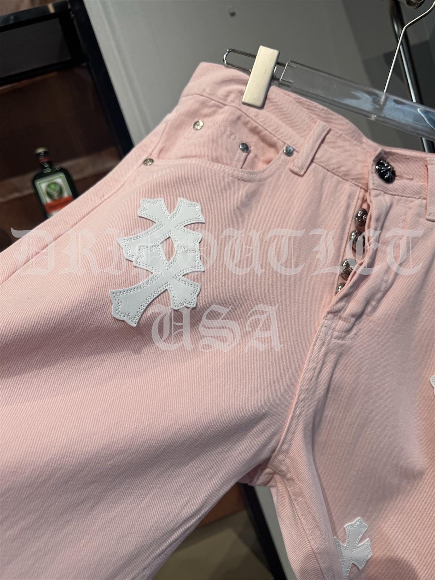Chrome Hearts 'Pink/White' Cross Jeans