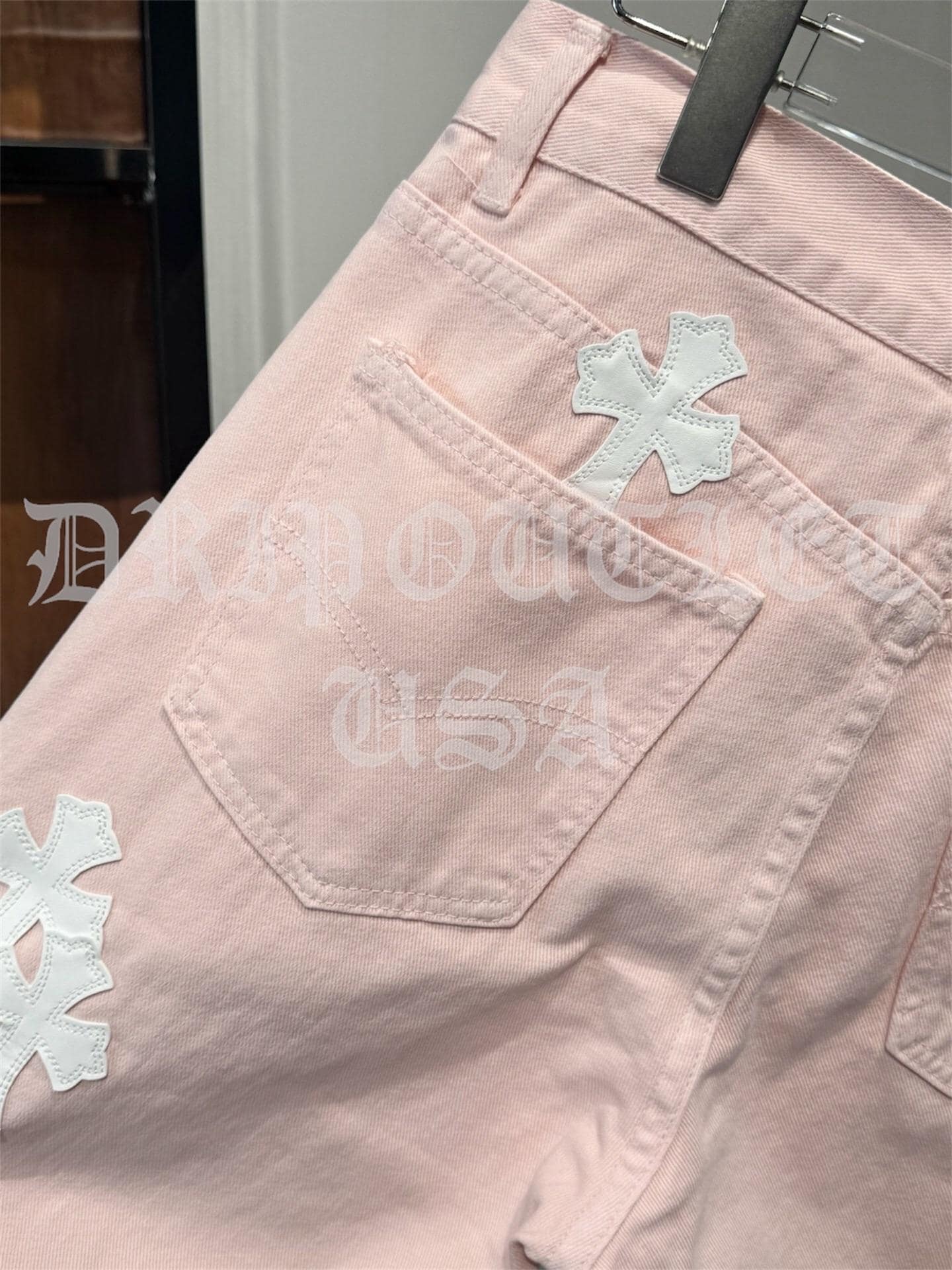 Chrome Hearts 'Pink/White' Cross Jeans