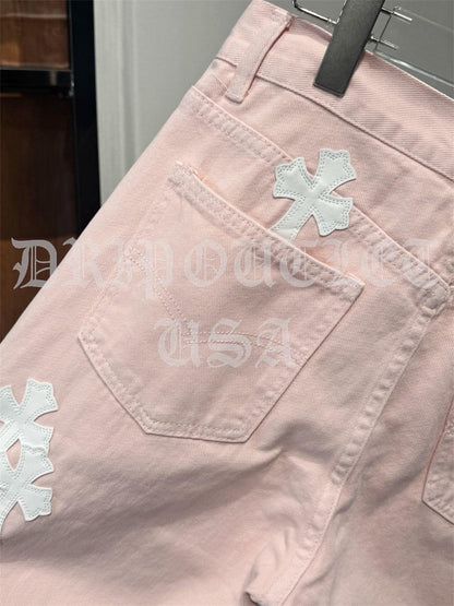 Chrome Hearts 'Pink/White' Cross Jeans