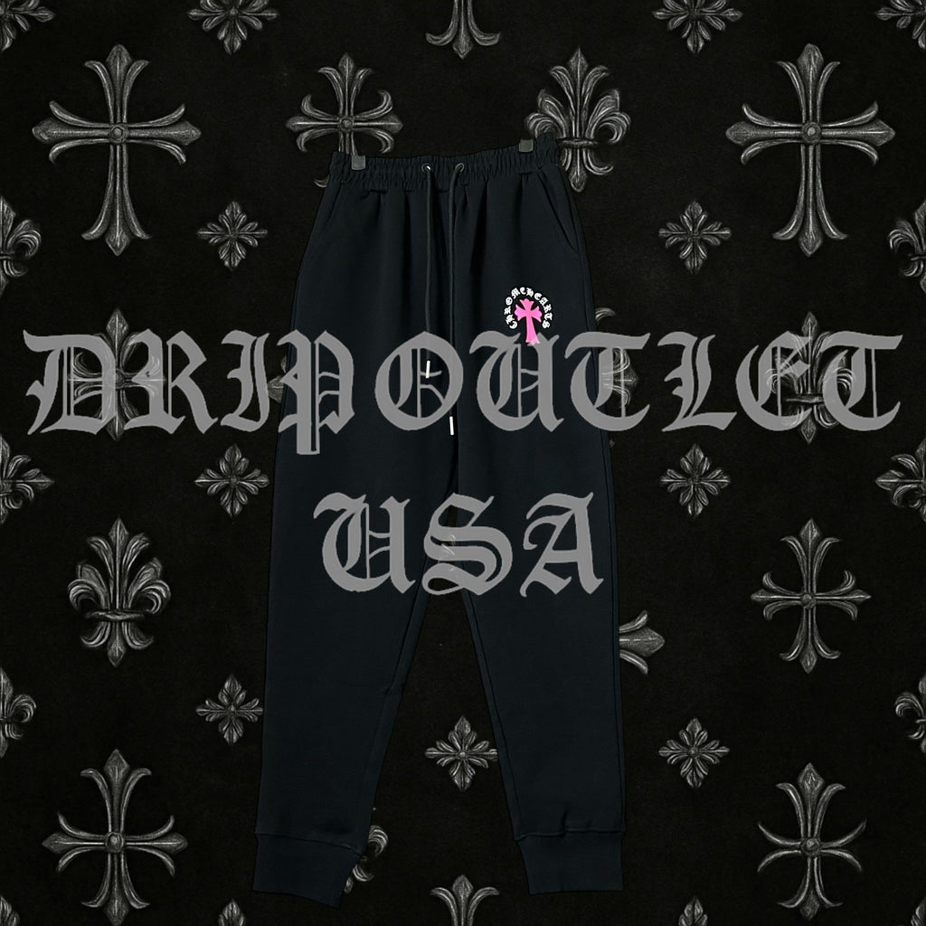 Chrome Hearts 'Pink Cross Logo' Joggers/Sweatpants - Black