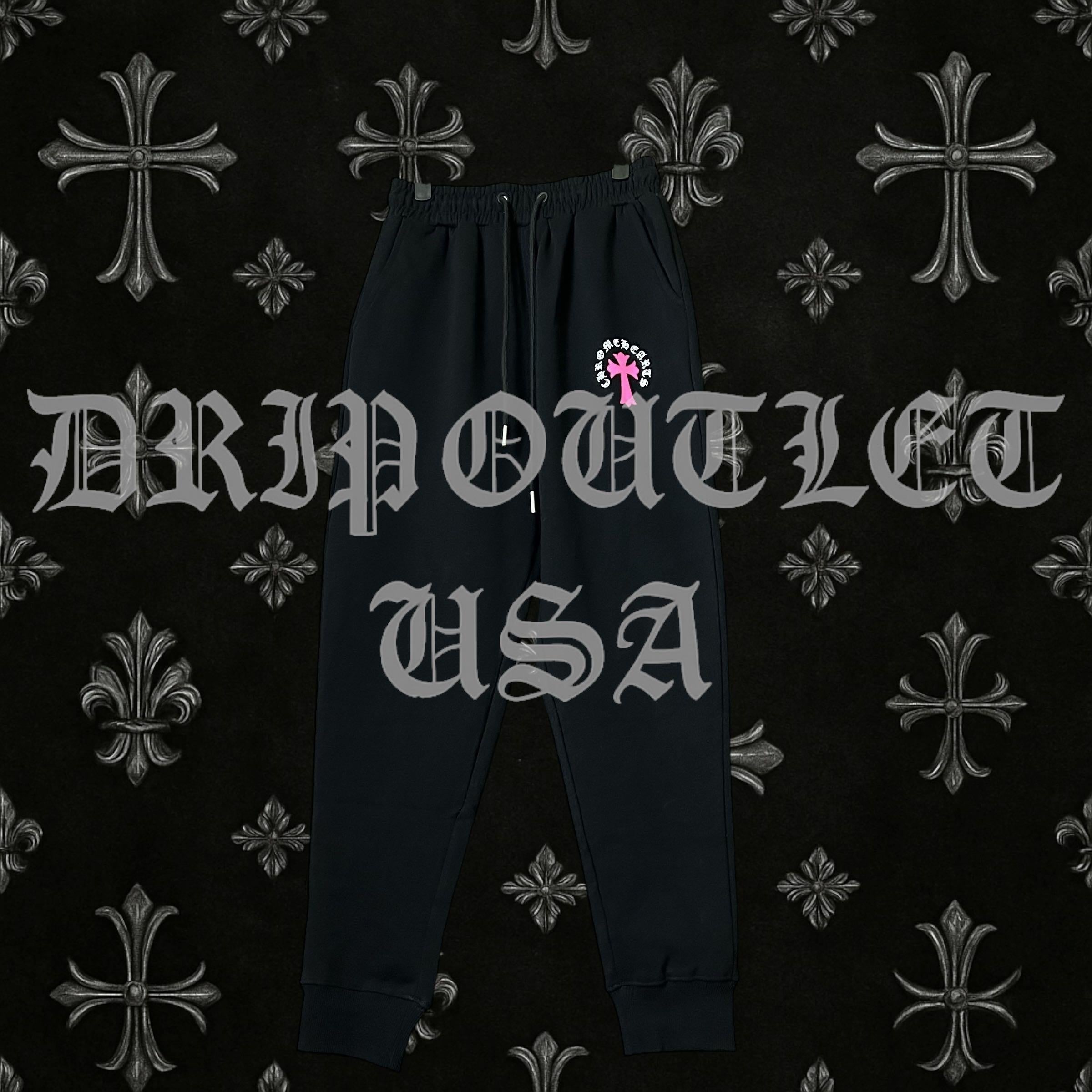 Chrome Hearts 'Pink Cross Logo' Joggers/Sweatpants - Black