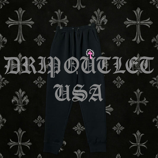 Chrome Hearts 'Pink Cross Logo' Joggers/Sweatpants - Black