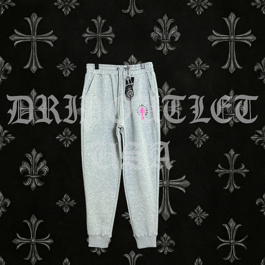 Chrome Hearts 'Pink Cross Logo' Joggers/Sweatpants - Grey