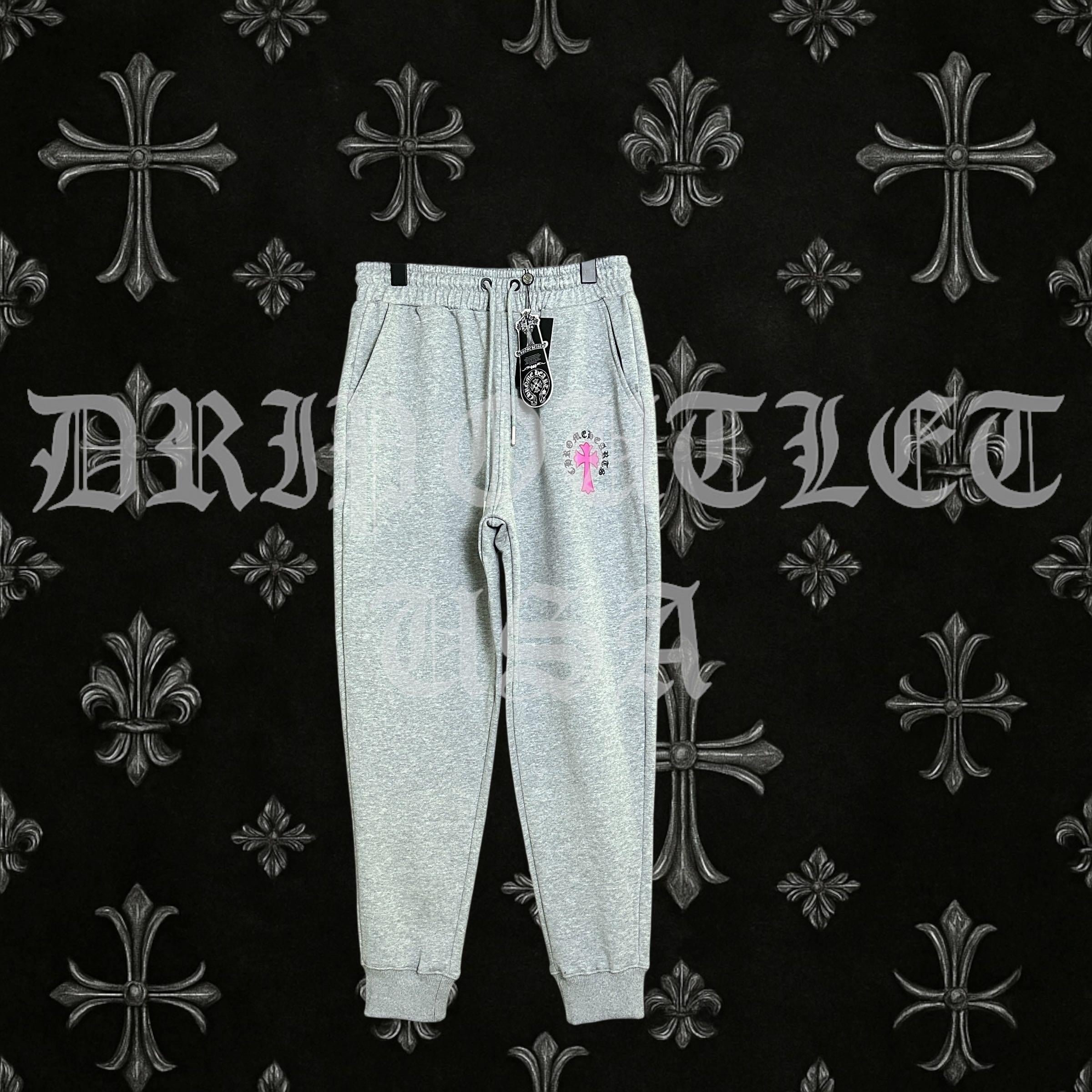 Chrome Hearts 'Pink Cross Logo' Joggers/Sweatpants - Grey