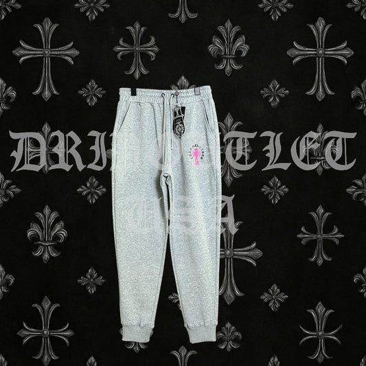 Chrome Hearts 'Pink Cross Logo' Joggers/Sweatpants - Grey