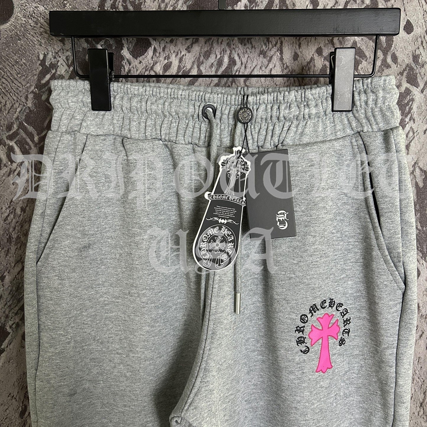 Chrome Hearts 'Pink Cross Logo' Joggers/Sweatpants - Grey