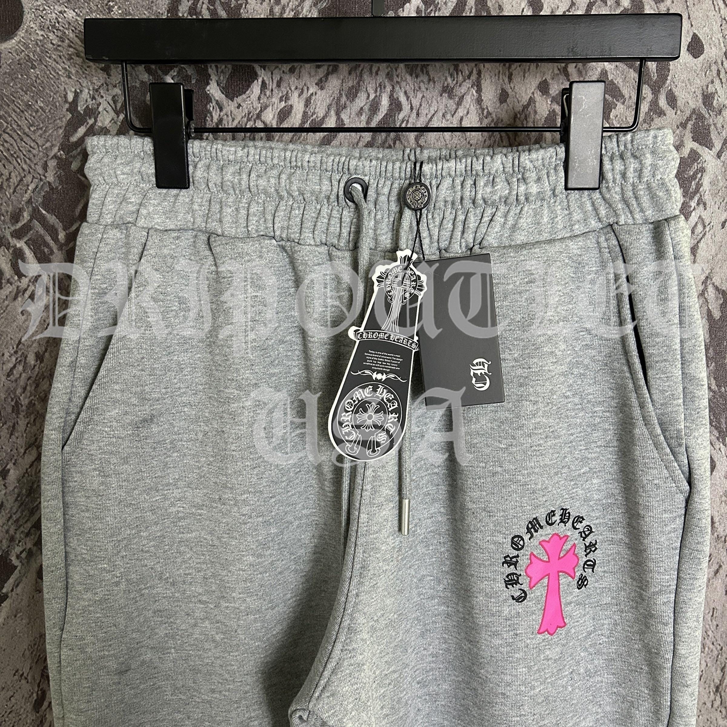 Chrome Hearts 'Pink Cross Logo' Joggers/Sweatpants - Grey