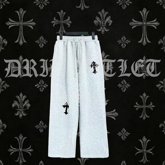 Chrome Hearts 'Leather Cross Logo' Joggers/Sweatpants - Grey
