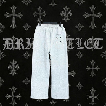 Chrome Hearts 'Leather Cross Logo' Joggers/Sweatpants - Grey