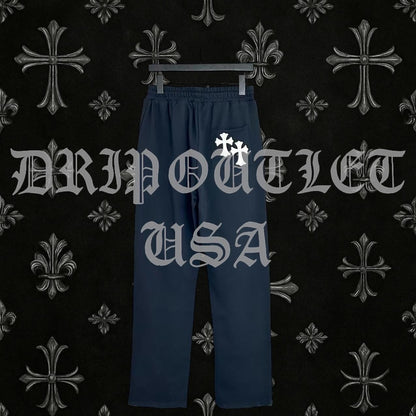 Chrome Hearts 'Leather Cross' Joggers/Sweatpants - Navy