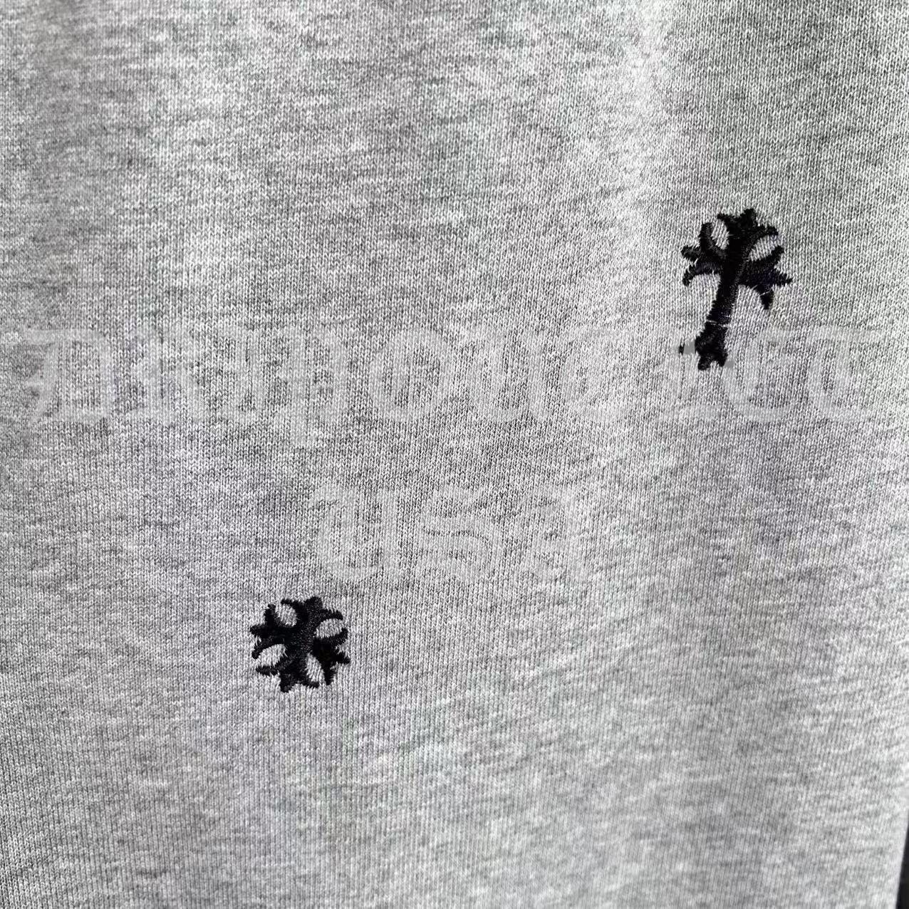 Chrome Hearts 'Leather Gothic Cross Patch' Joggers/Sweatpants - Grey