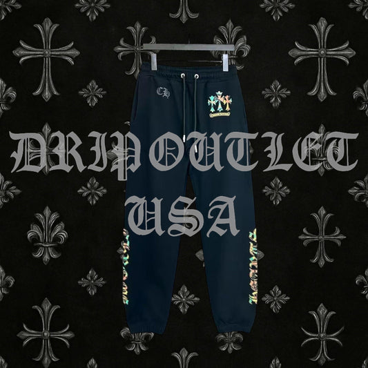 Chrome Hearts 'Multicolor Camo Triple cross' Joggers/Sweatpants - Black