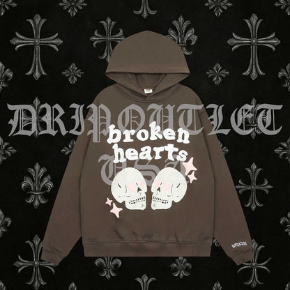 Broken Planet "Broken Hearts" Hoodie - Brown / Pink