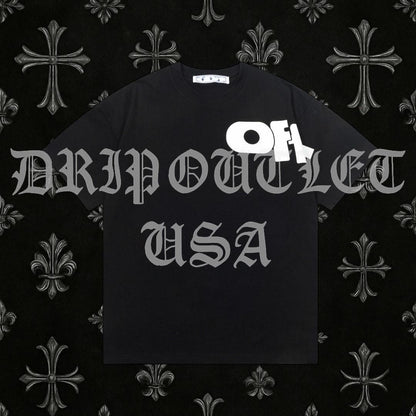 Front and back half logo skate short sleeve t-shirt - Black