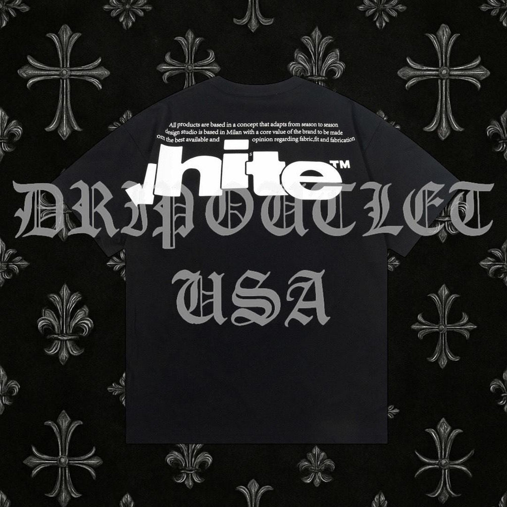 Front and back half logo skate short sleeve t-shirt - Black