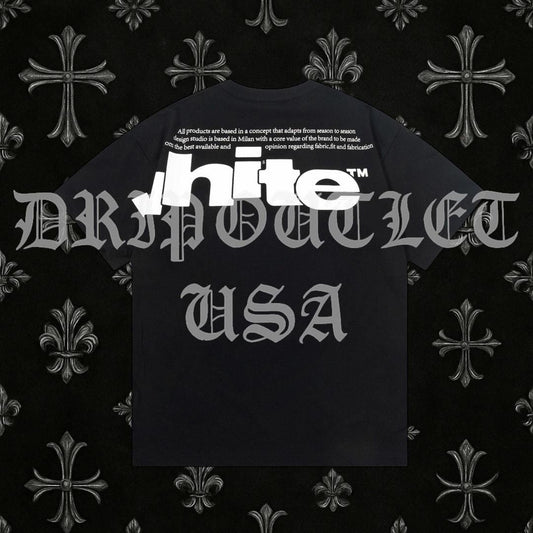 Front and back half logo skate short sleeve t-shirt - Black