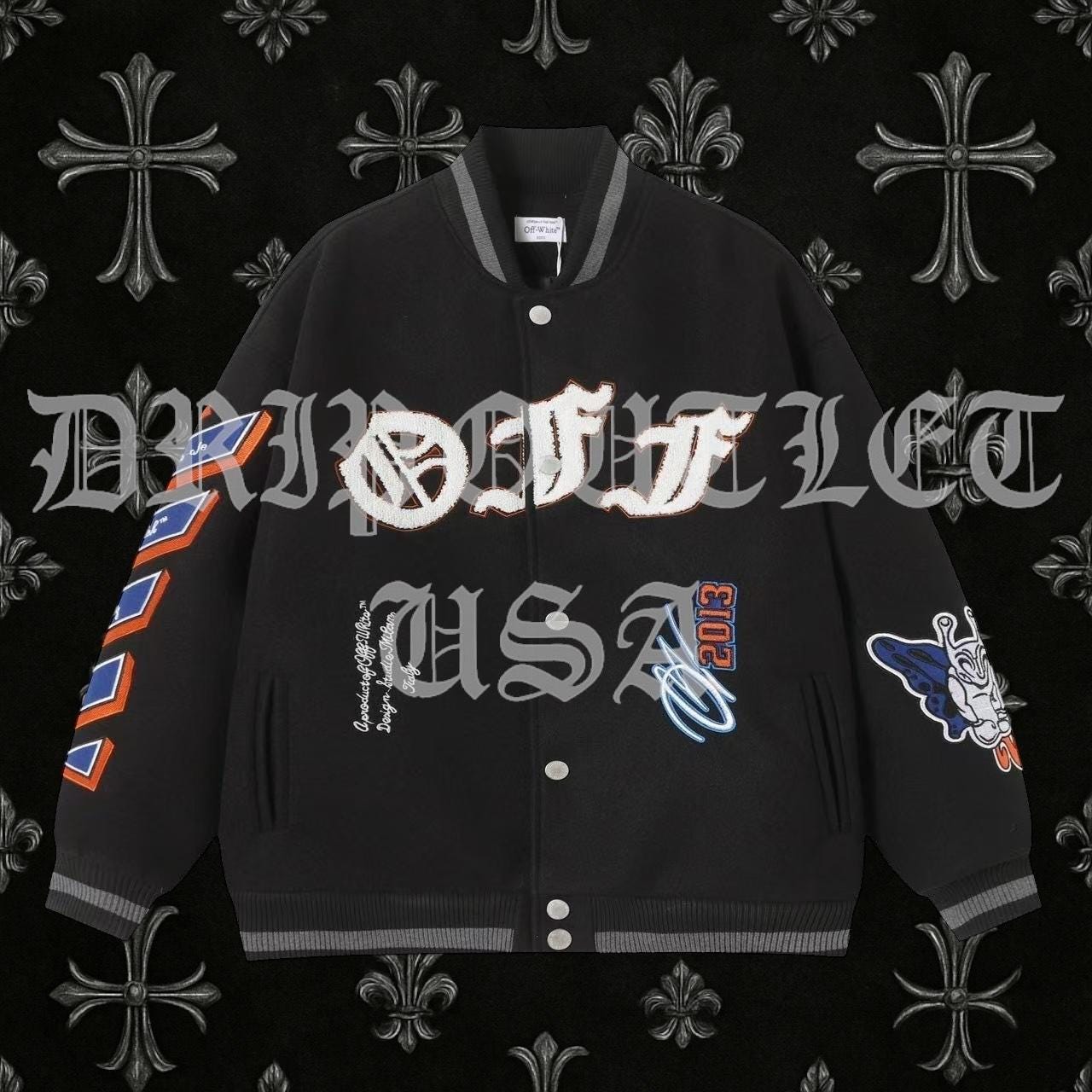 Off-White Varsity Bomber Jacket 'Black/Multicolor'
