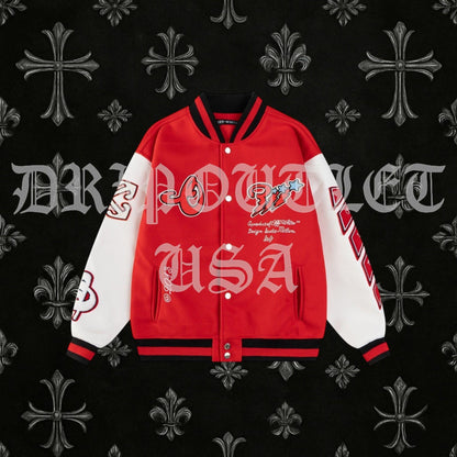 Off-White Scorpio Lea Wool Varsity Jacket 'Red/Off White'