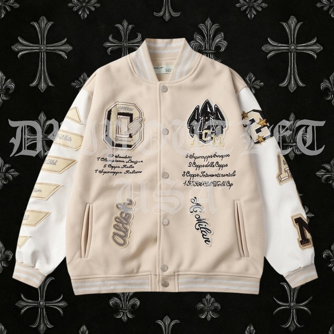 Off-White x AC Milan Varsity Jacket 'Cream/White'