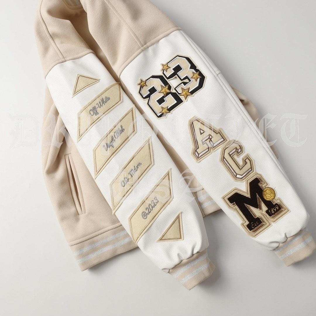 Off-White x AC Milan Varsity Jacket 'Cream/White'