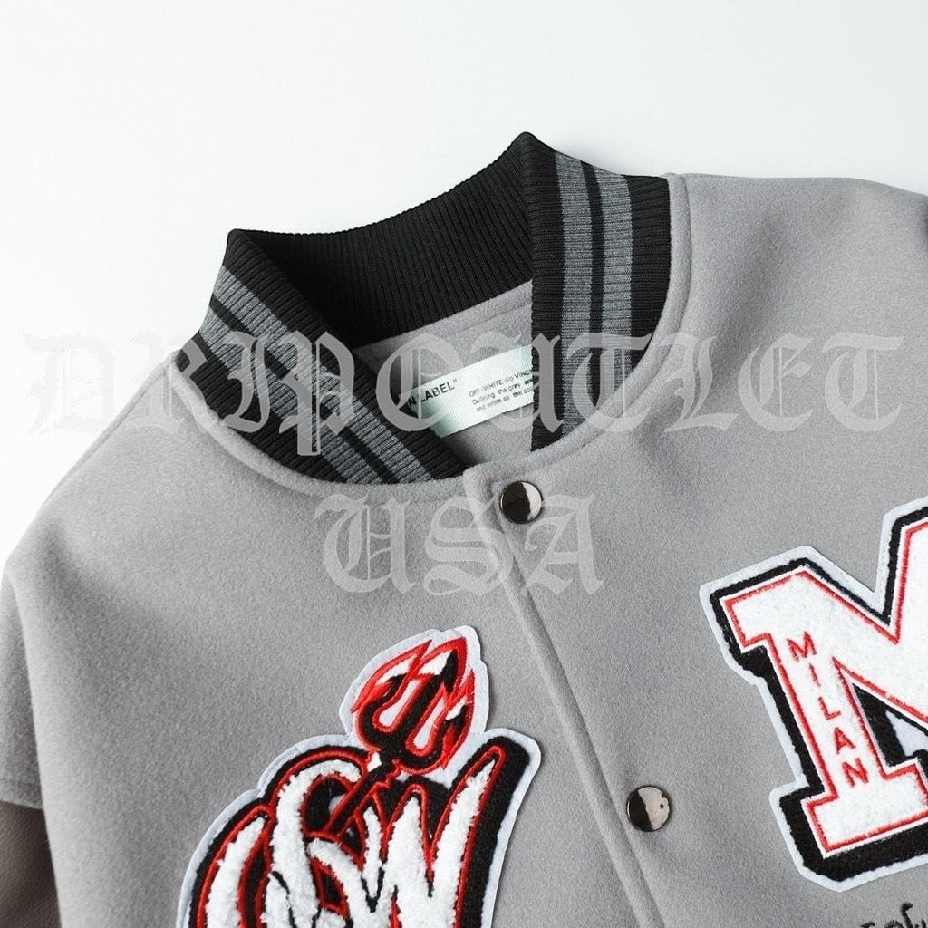 Off White AC Milan Wool Varsity Jacket