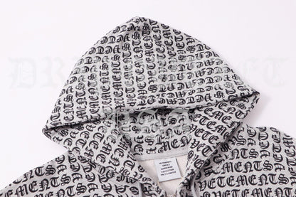 VETEMENTS Gray / Grey Gothic Monogram Hoodie