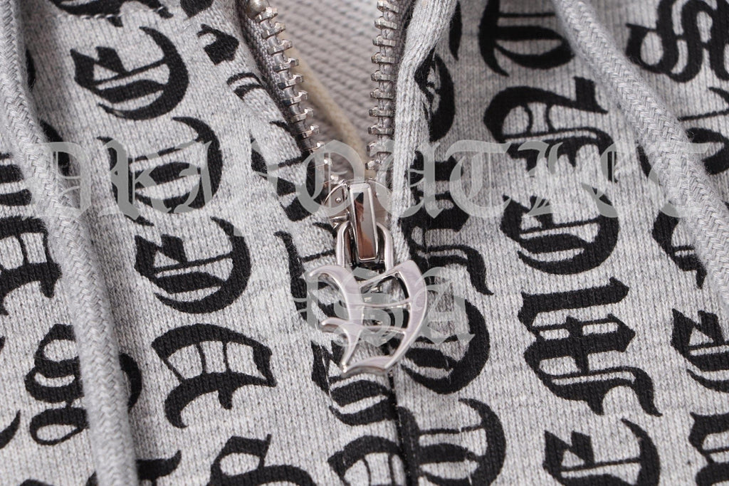 VETEMENTS Gray / Grey Gothic Monogram Hoodie