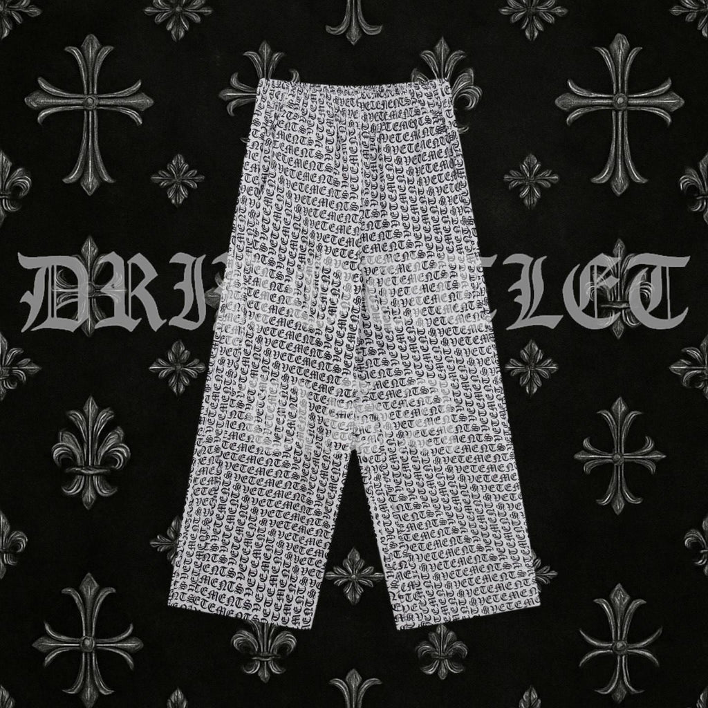 VETEMENTS Gray / Grey Gothic Monogram Sweat Pants