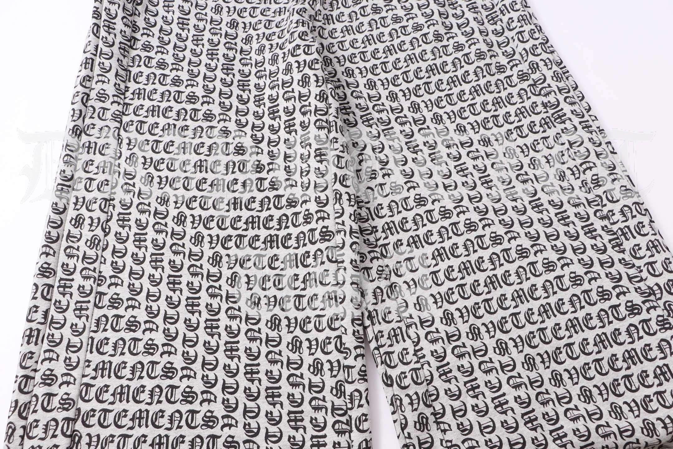 VETEMENTS Gray / Grey Gothic Monogram Sweat Pants