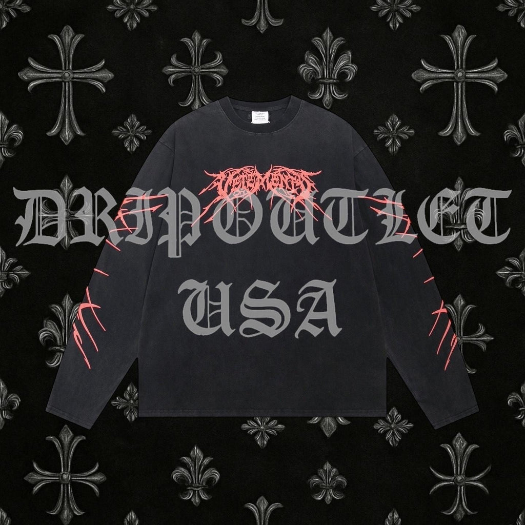 VETEMENTS Death Metal Long Sleeve Shirt - Black / Red
