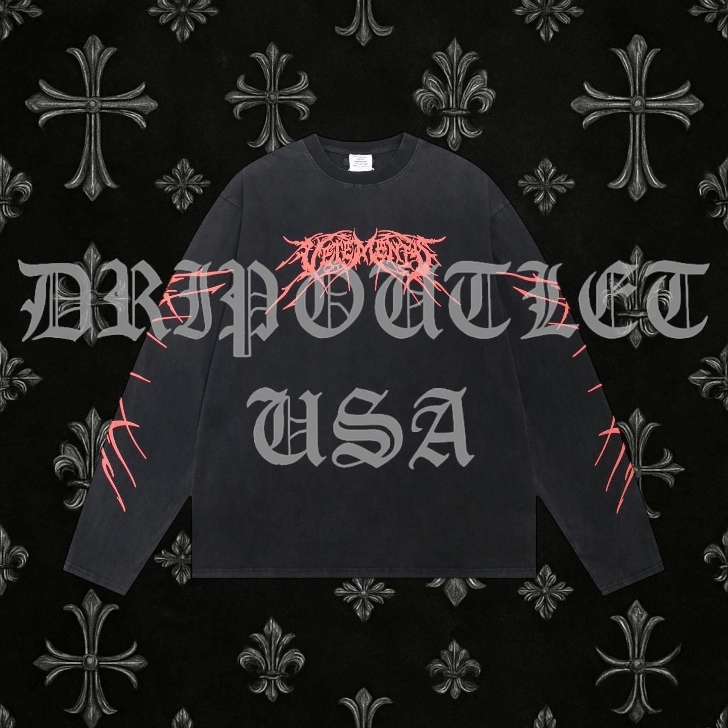 VETEMENTS Death Metal Long Sleeve Shirt - Black / Red