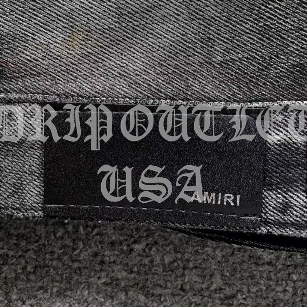Amiri Gray Distressed Pocket Logo Skinny Jeans